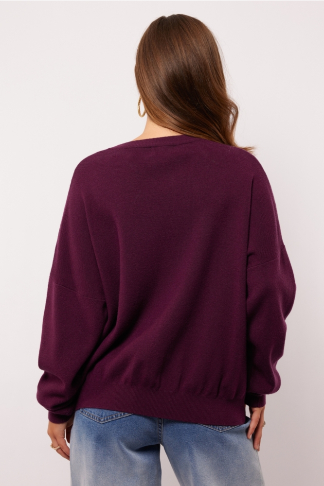 VERALINE KNIT SWEATER 25NVF01 831 DARK PURPLE